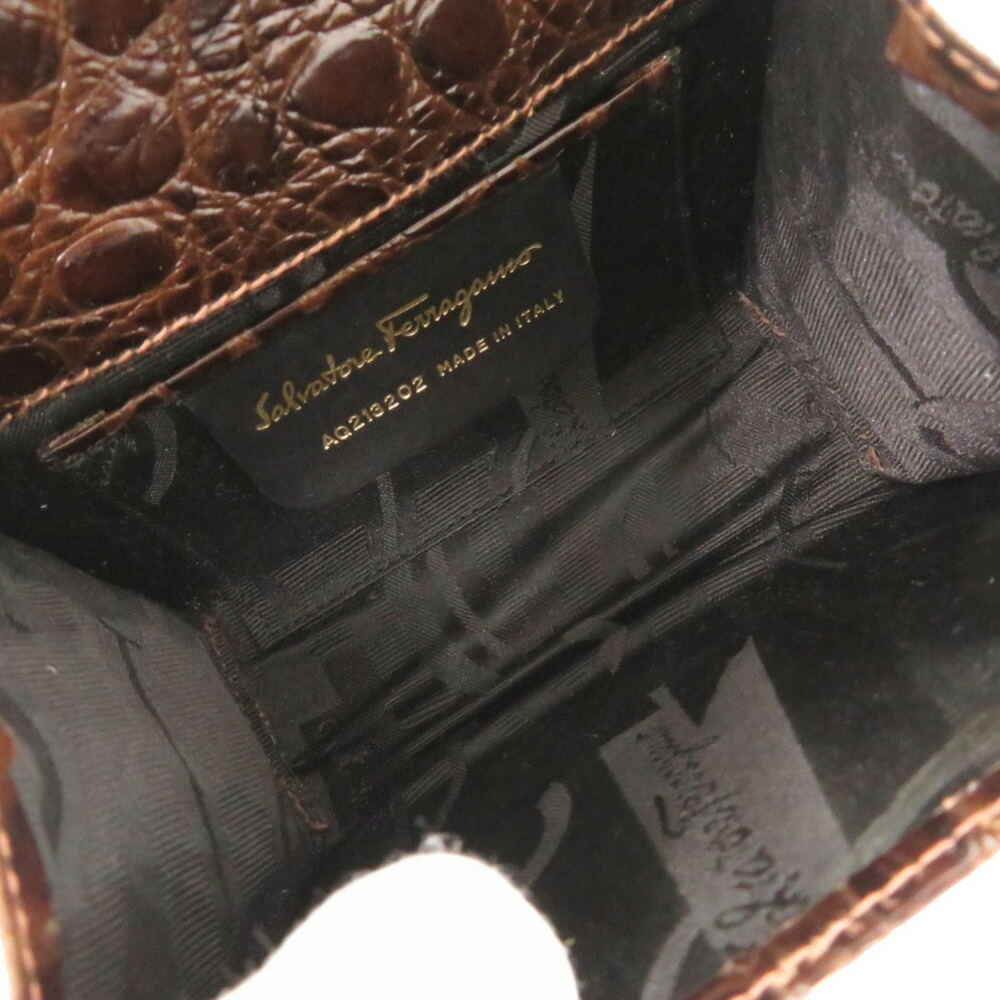 Salvatore Ferragamo Vara Ribbon Chain Shoulder Bag AQ213202, Embossed Leather... - Picture 6 of 9
